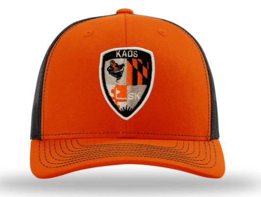 Kaos Logo Embroidered Patch Hat ~ Orange and Black