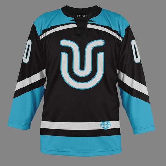 Underground Ice Hockey Game Day Jersey - Black Teal/White