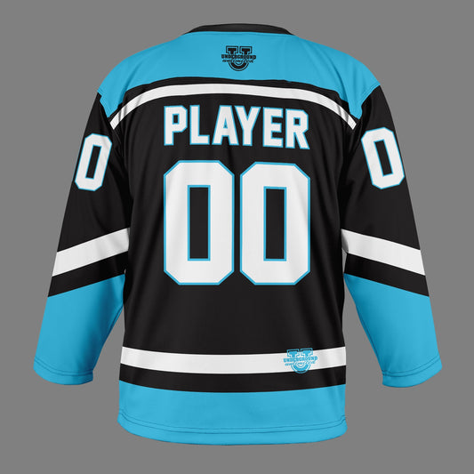 Underground Ice Hockey Game Day Jersey - Black Teal/White