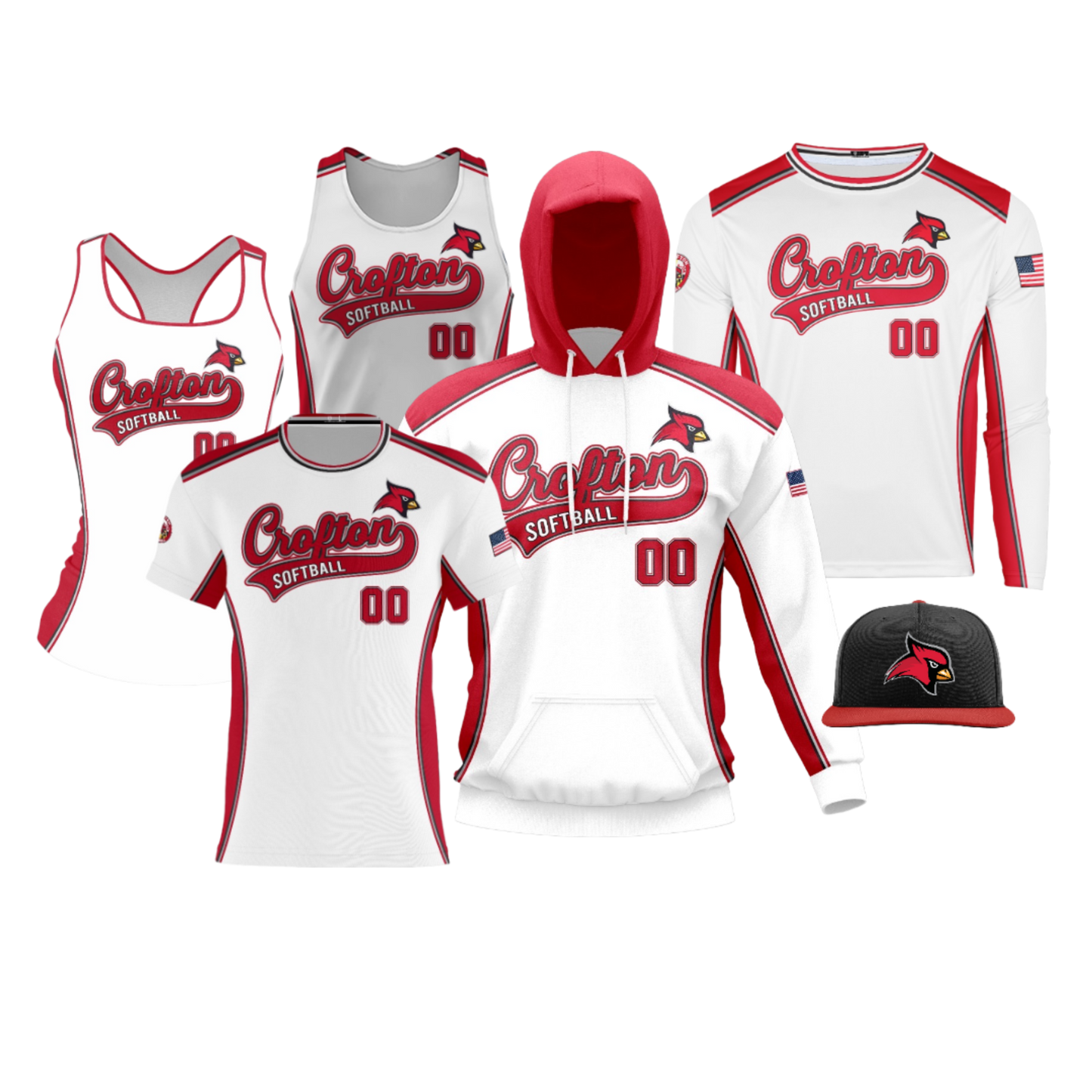 Crofton Cardinals Softball Performance Dri Tech Design ~ Player Jersey Replica {White}
