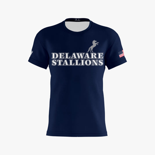 DE Stallions Performance Dri Tech Shirt ~ Stallion on Left Chest *Blue*