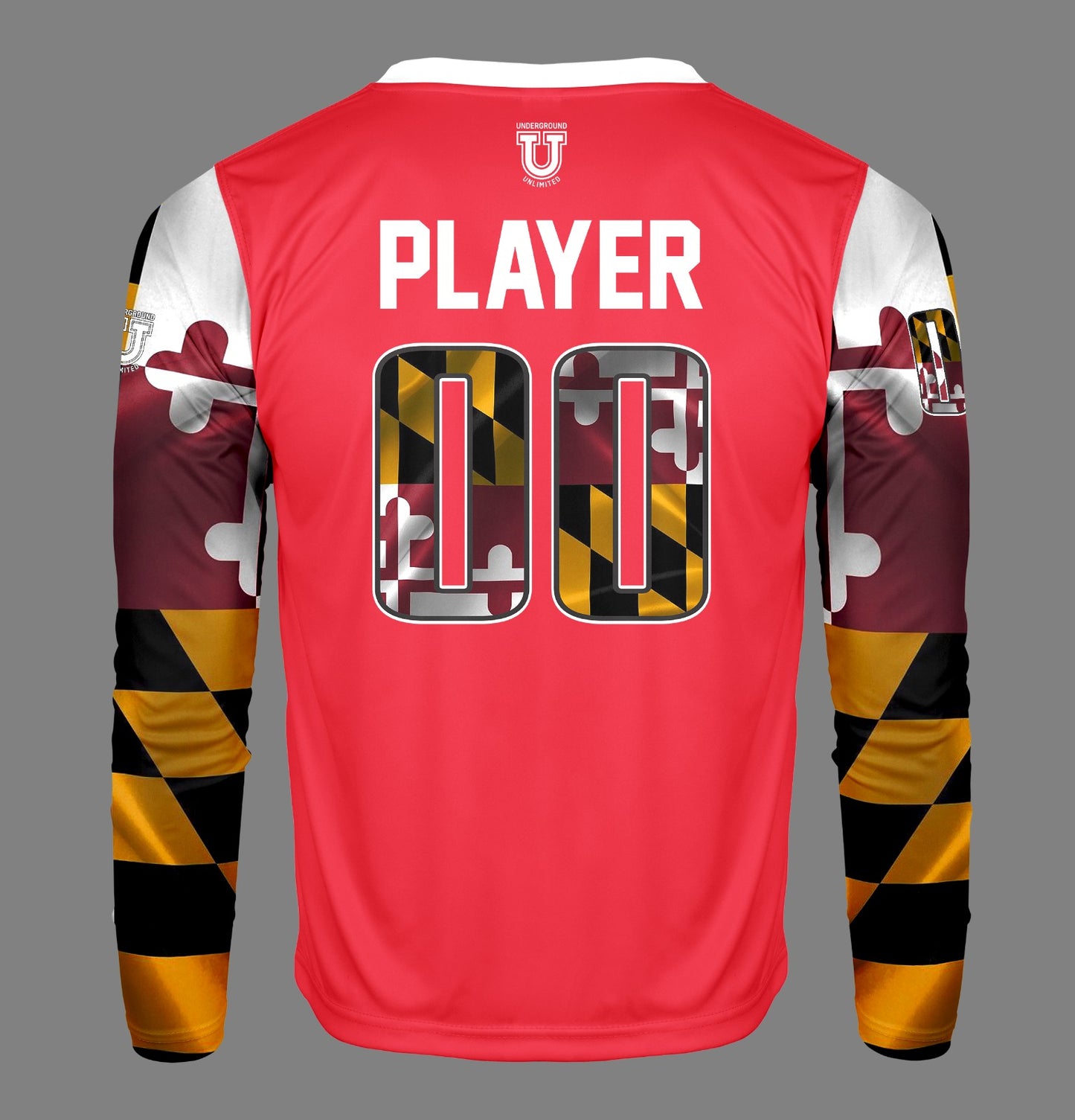 Maryland Heat Pro Performance Long Sleeve ~ Red Maryland Flag