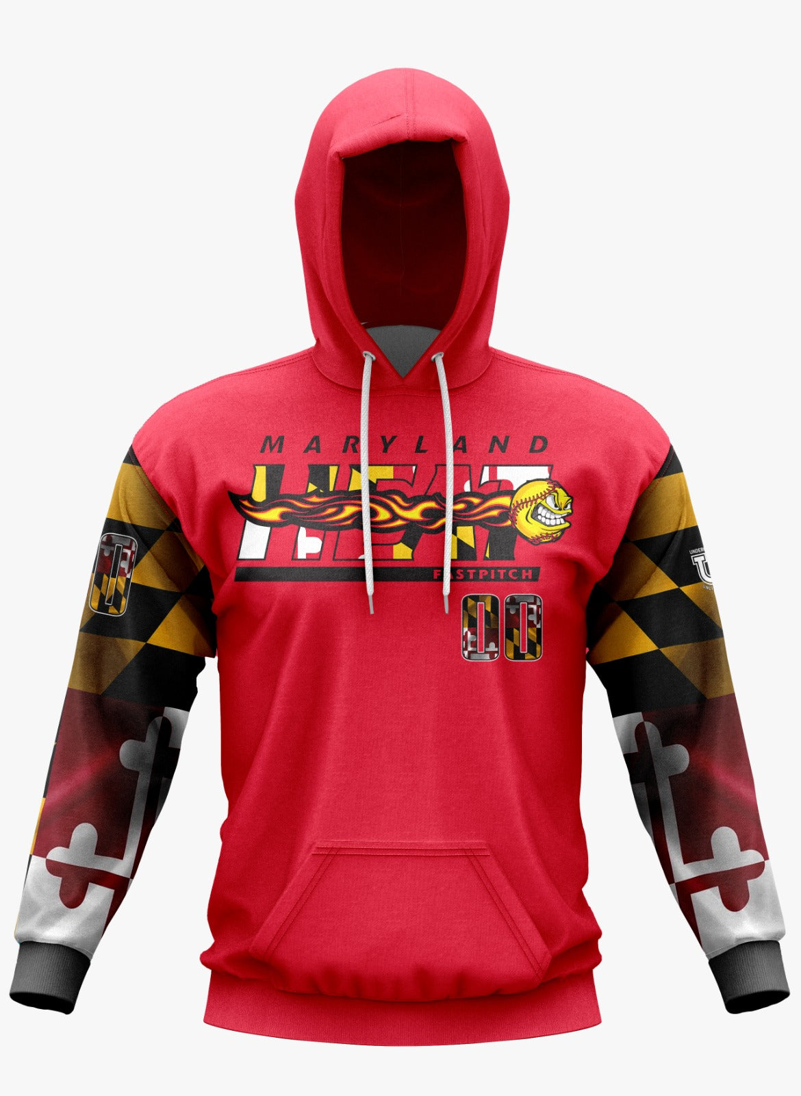 Maryland Heat Performance Hoodie ~ Red Maryland Flag