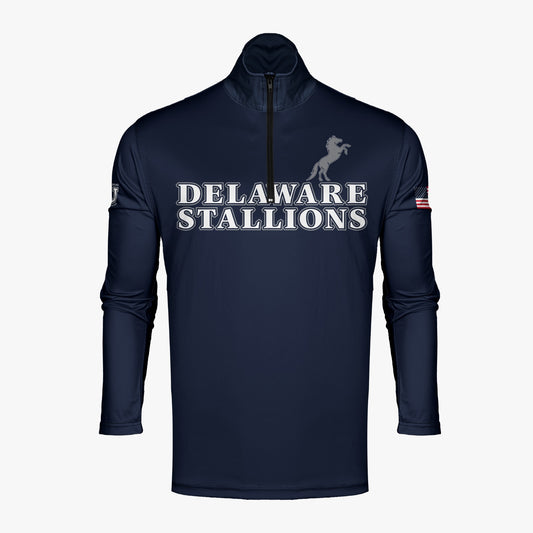 DE Stallions Dri Tech Performance 1/4 Zip Pullover ~ Stallion on Left Chest *Blue*
