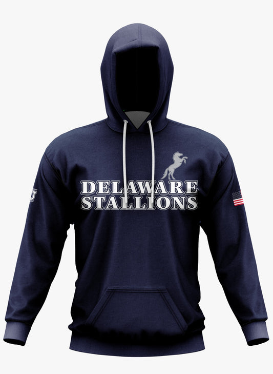 DE Stallions Performance Hoodie ~ Stallion on Left Chest *Blue*