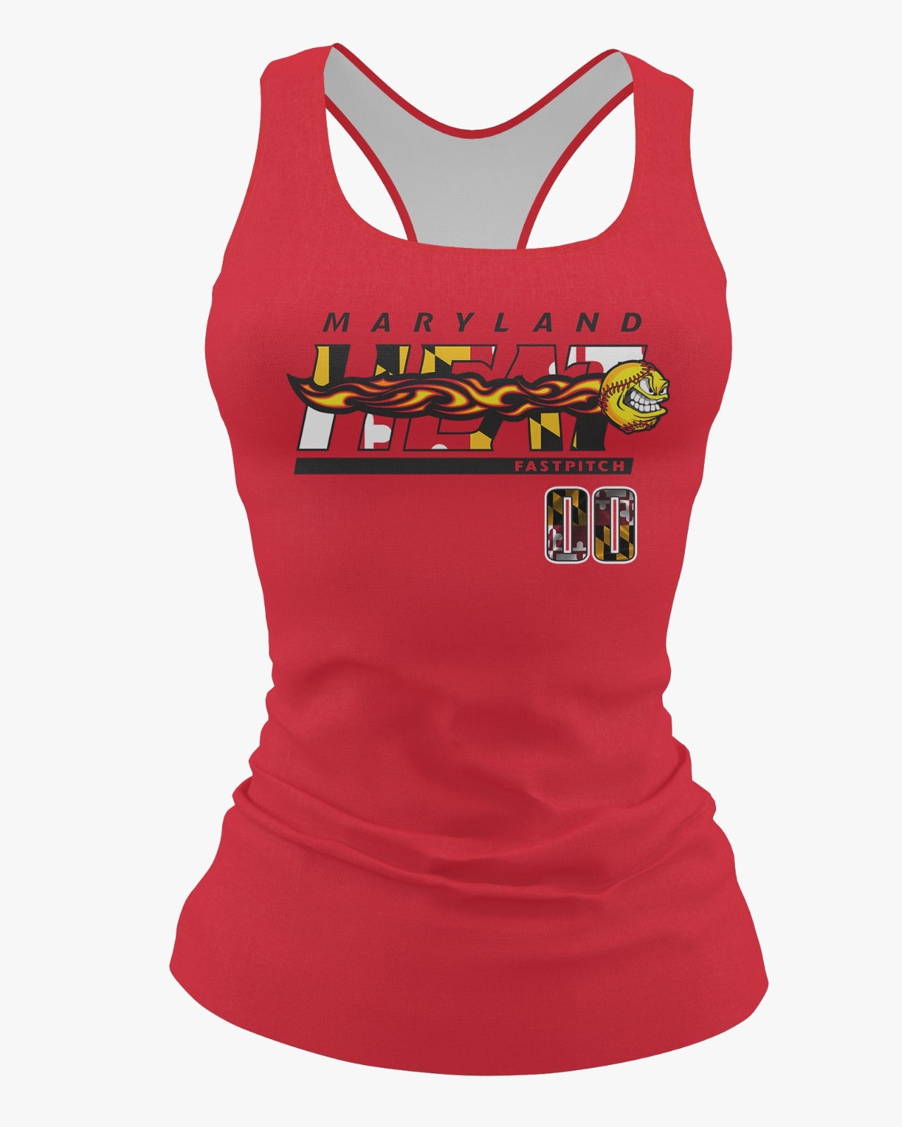 Maryland Heat Dri Tech Women's Razorback ~ Red Maryland Flag