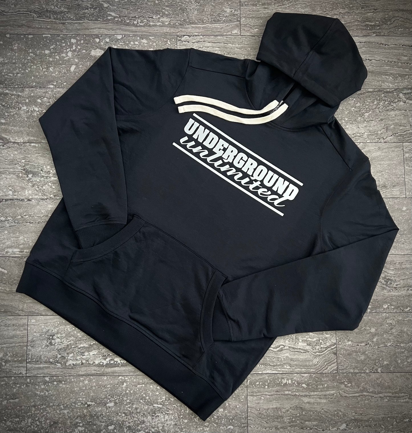 Underground Unlimited Adult Midweight Soft Hoodie ~ Black with Reflective Wording