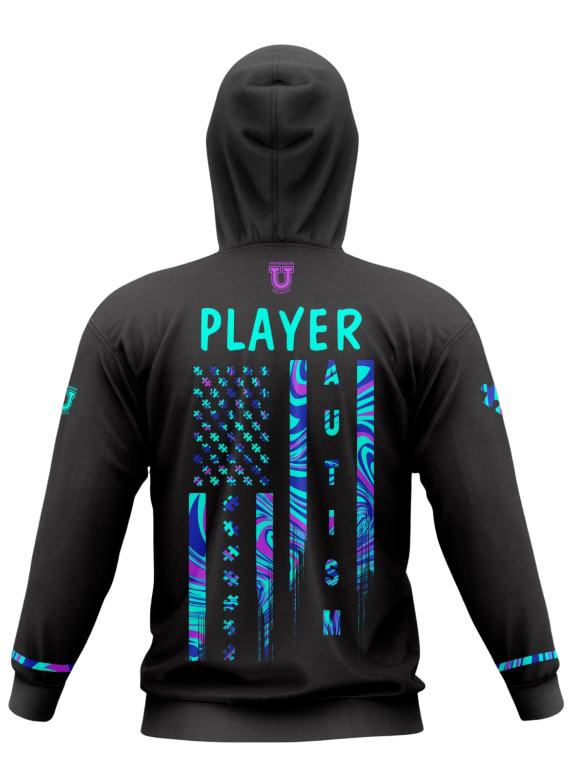 Team Autism Performance Apparel ~ Black Flo Puzzle