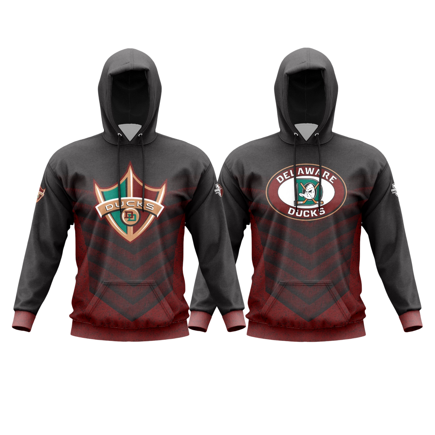 Delaware Ducks Performance Dri Tech Apparel ~ Ducks Logo Design {Black/Maroon}