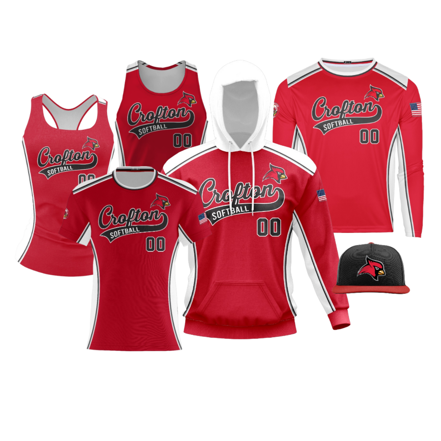 Crofton Cardinals Softball Performance Dri Tech Design ~ Player Jersey Replica {Red}