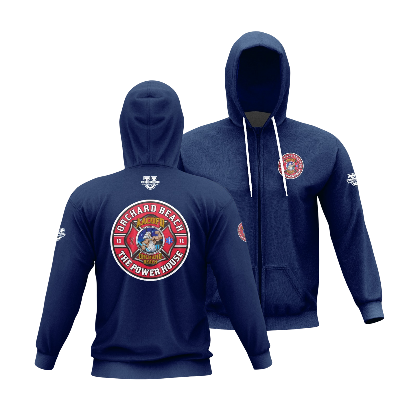 Orchard Beach Performance Full-Zip Hoodie ~ Round Logo (Navy)