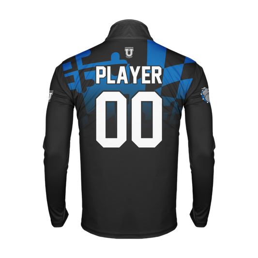 North Caroline Dri Tech Performance 1/4 Zip Pullover ~ NC Basketball {Black MD Flag Fade}