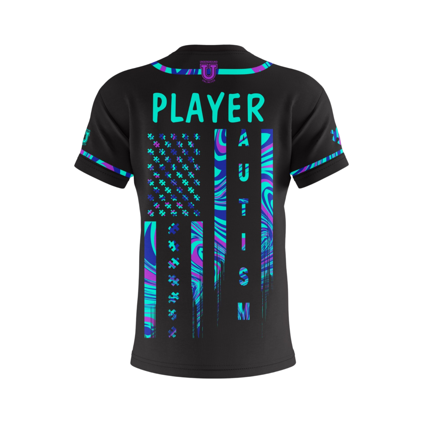 Team Autism Performance Apparel ~ Black Flo Puzzle