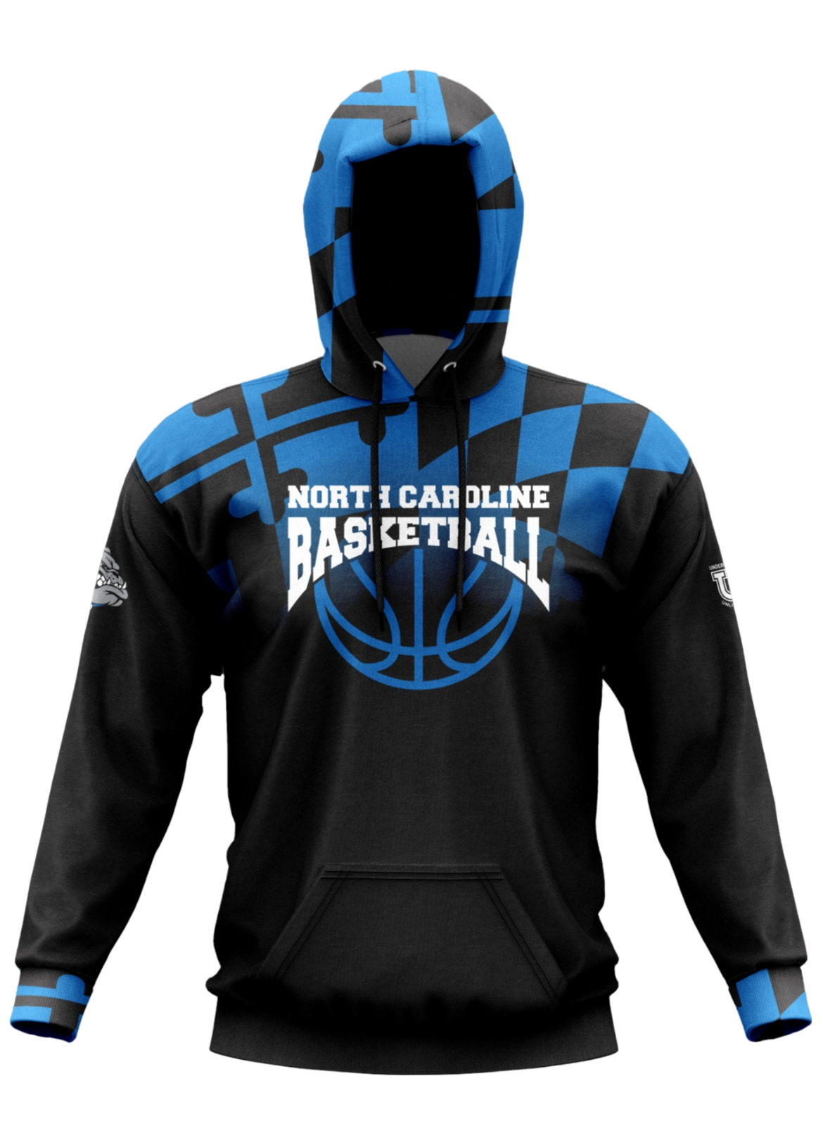 North Caroline Performance Apparel ~ NC Basketball {Black MD Flag Fade}