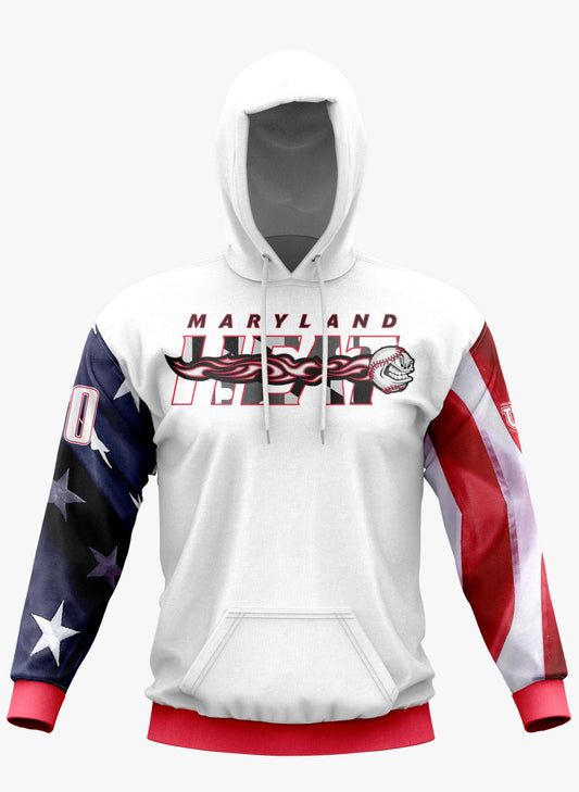 Maryland Heat Performance Hoodie ~ White USA Flag