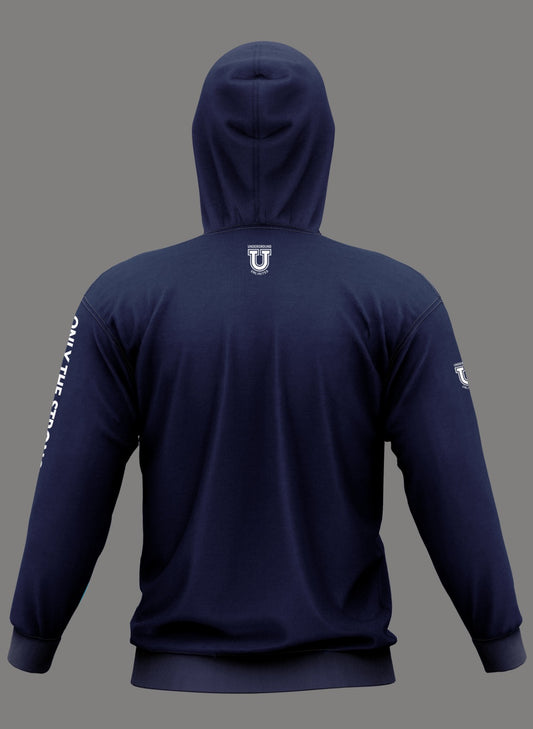 W.T. Chipman Performance Hoodie ~ Spartan Script Navy "Only the Strong are Spartans"