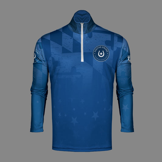 Positive Strides "Spring Classic" Dri Tech Performance 1/4 Zip Pullover ~ Navy Maryland Fade