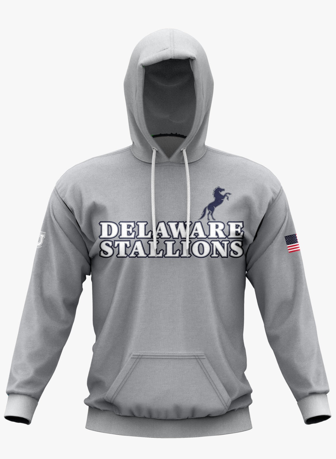 DE Stallions Performance Hoodie ~ Stallion on Left Chest *Grey*