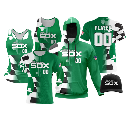 Lady Black Sox Performance Dri Tech Design ~ Green Flag Fade