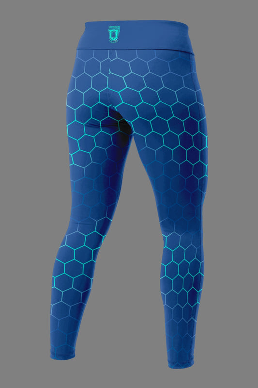 Women's Underground Performance Leggings ~ Royal Teal Honeycomb