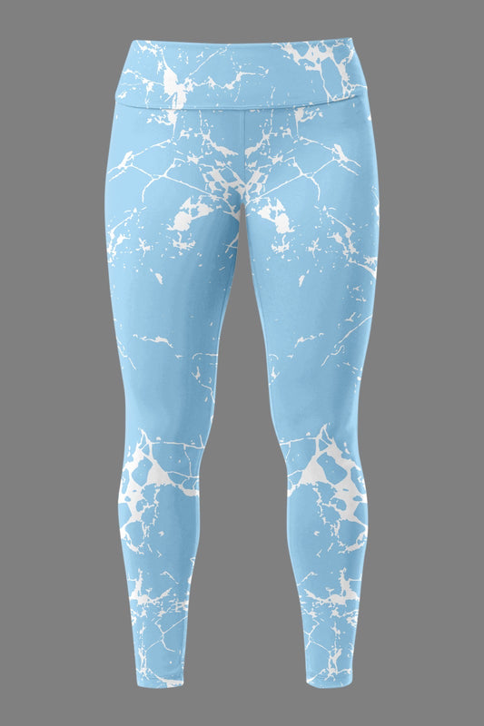 Women's Underground Performance Leggings ~ Marbled Sky Blue