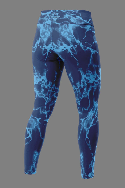 Women's Underground Performance Leggings ~ Marbled Royal Teal