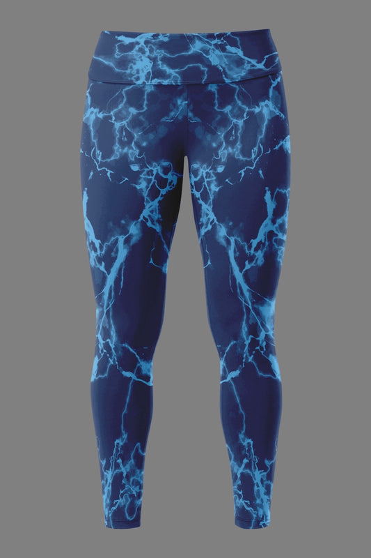 Women's Underground Performance Leggings ~ Marbled Royal Teal