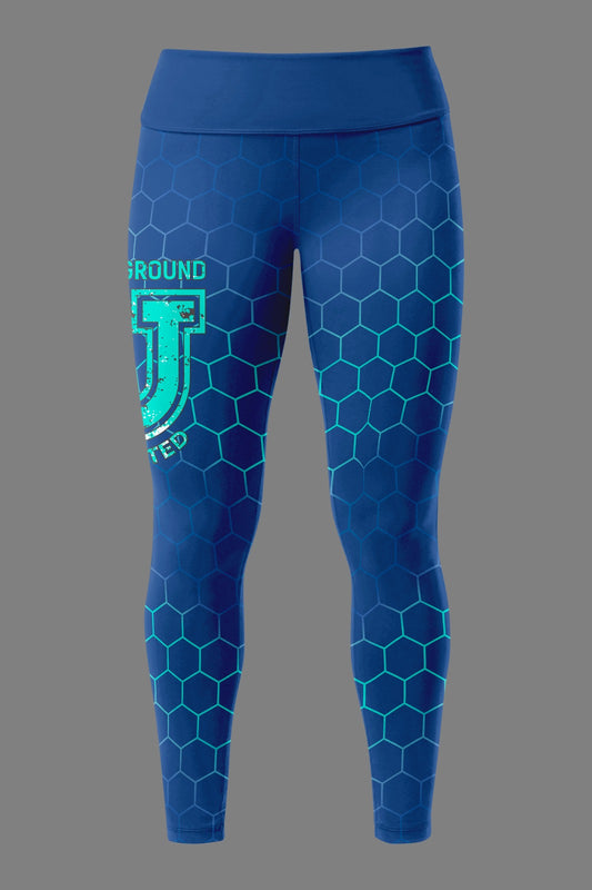 Women's Underground Performance Leggings ~ Royal Teal Honeycomb