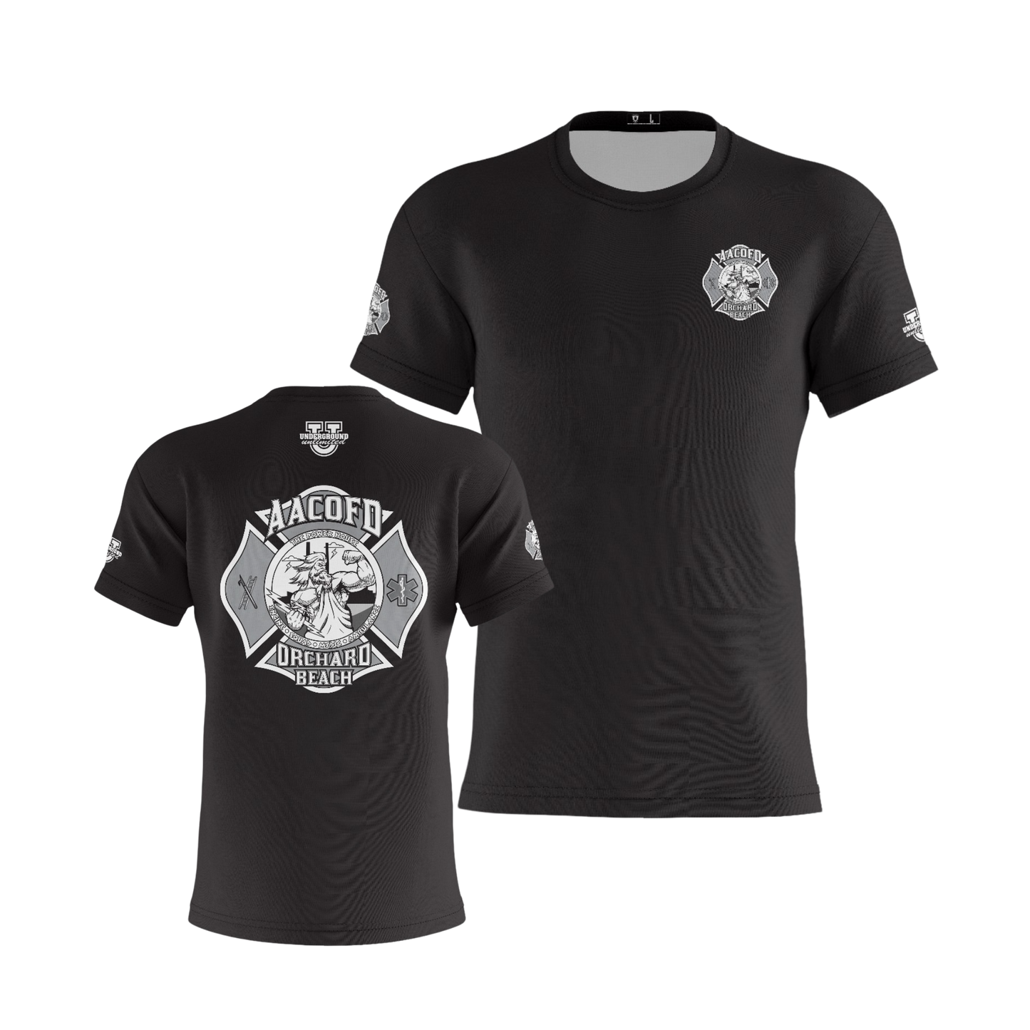 Orchard Beach Performance Dri Tech Design ~ Zeus Logo (Black Greyscale)