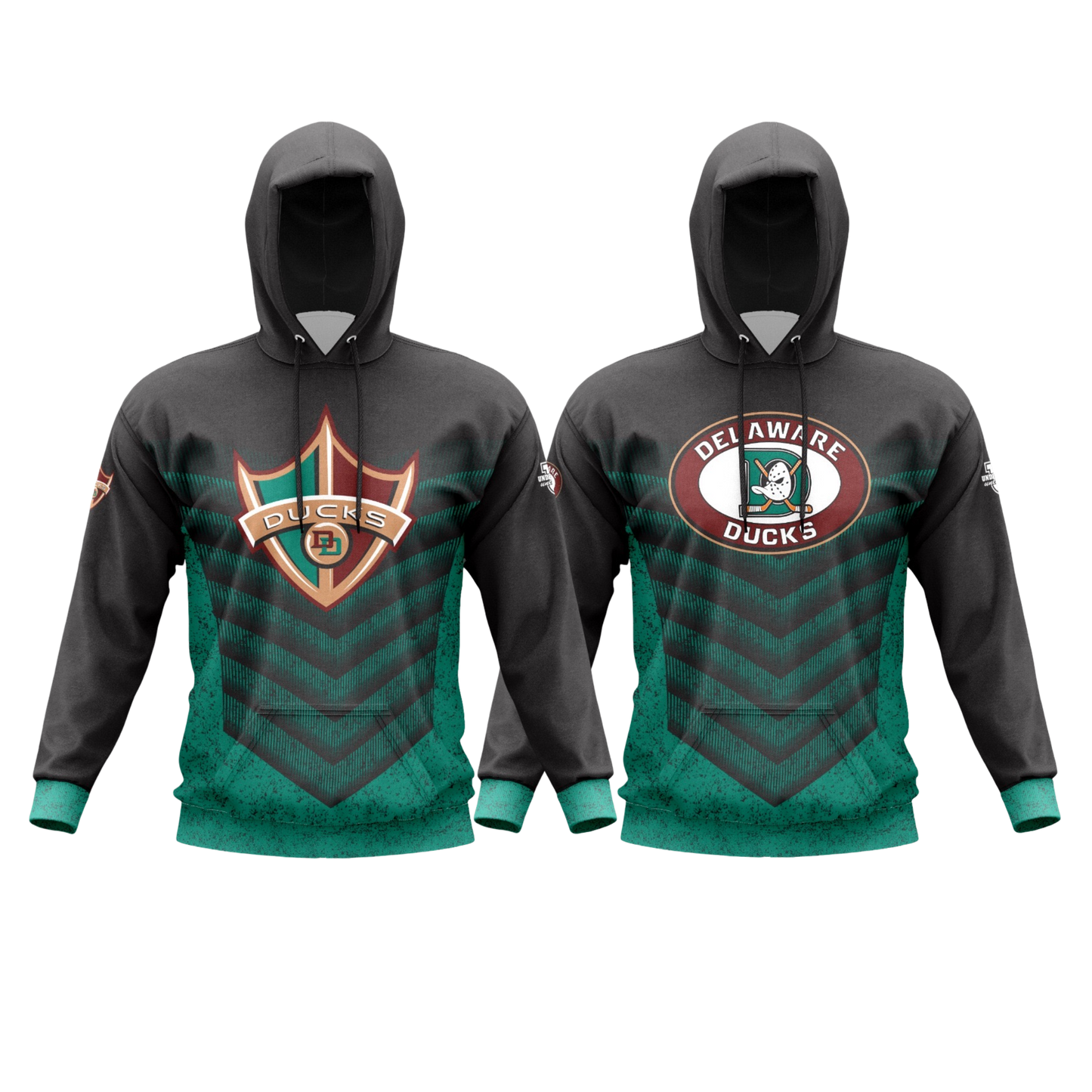 Delaware Ducks Performance Dri Tech Apparel ~ Ducks Logo Design {Black/Teal}