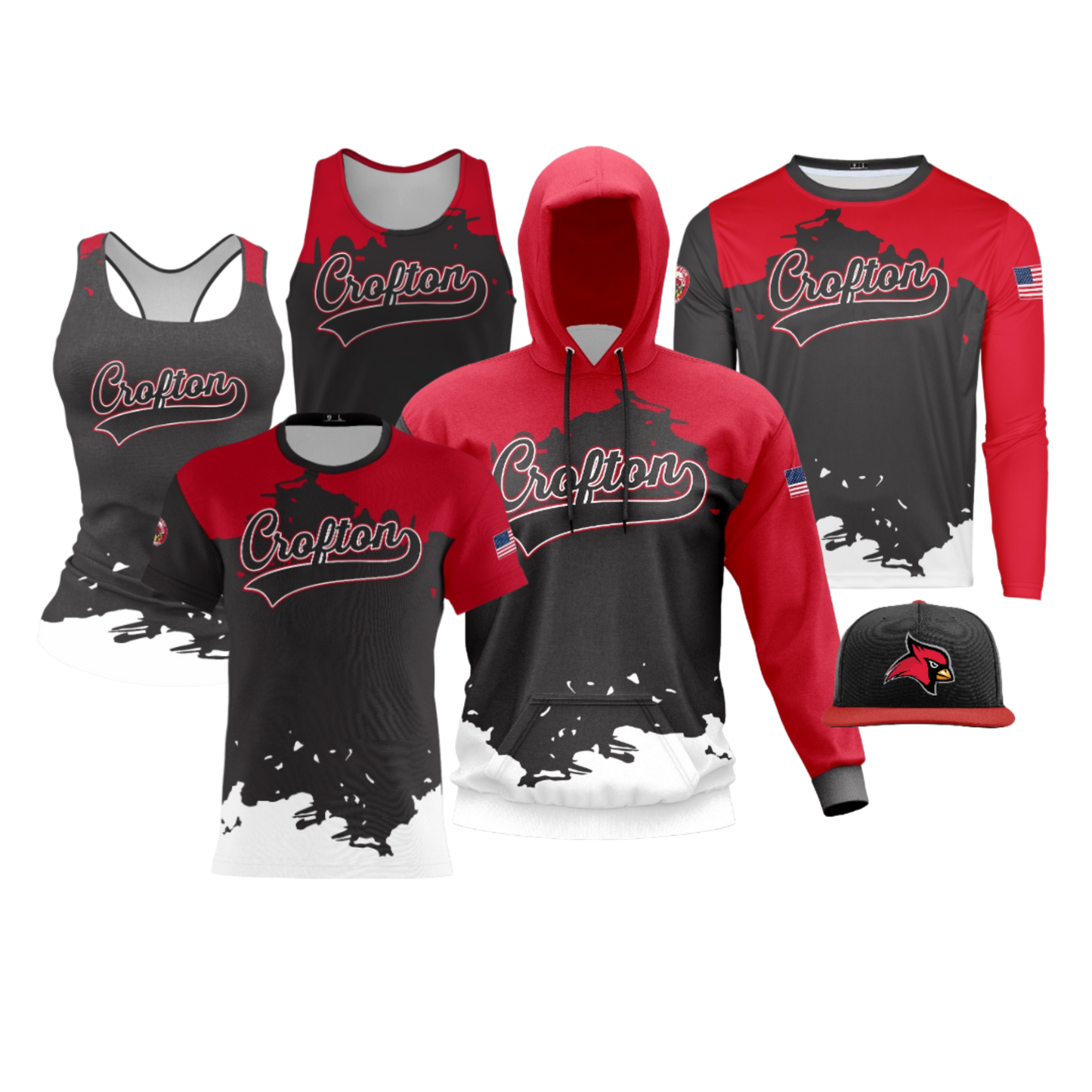 Crofton Cardinals Performance Dri Tech Design ~ Triple Layer Splatter