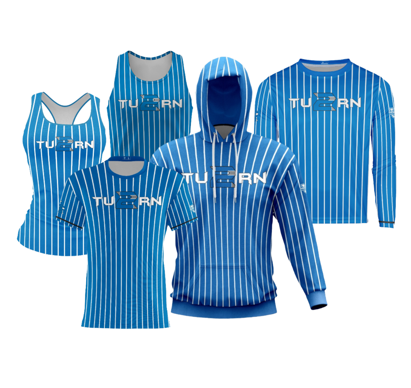 TU2RN Performance Dri Tech Apparel ~ {Royal Pinstripe}