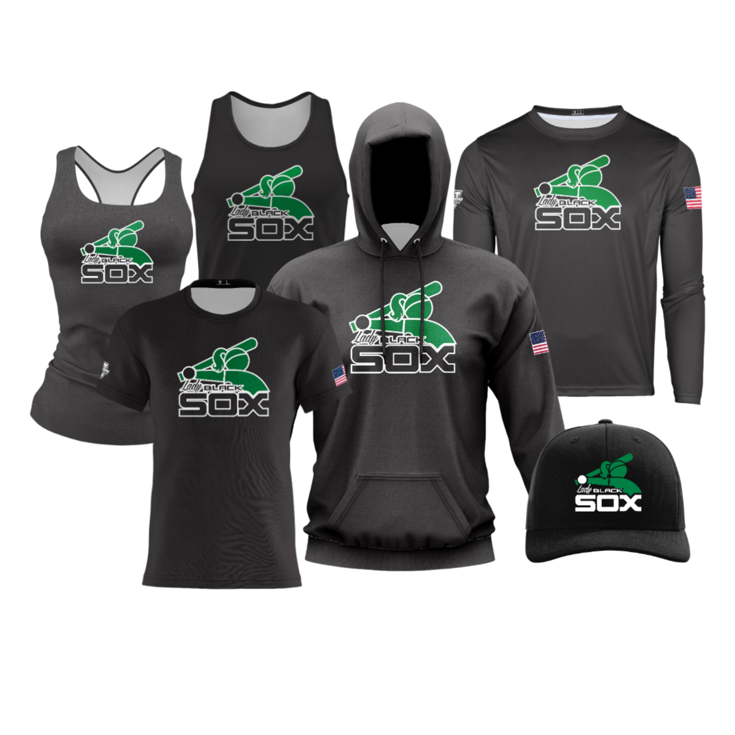 Lady Black Sox Performance Dri Tech Design ~ Solid Black