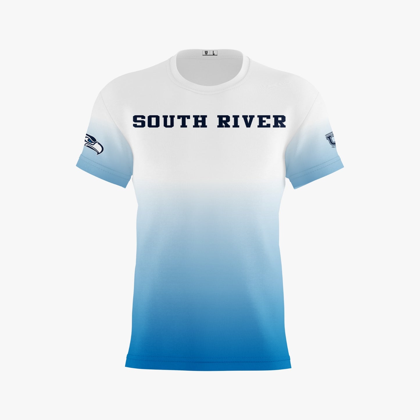 South River Dri Tech T-Shirt ~ White to Columbia Fade