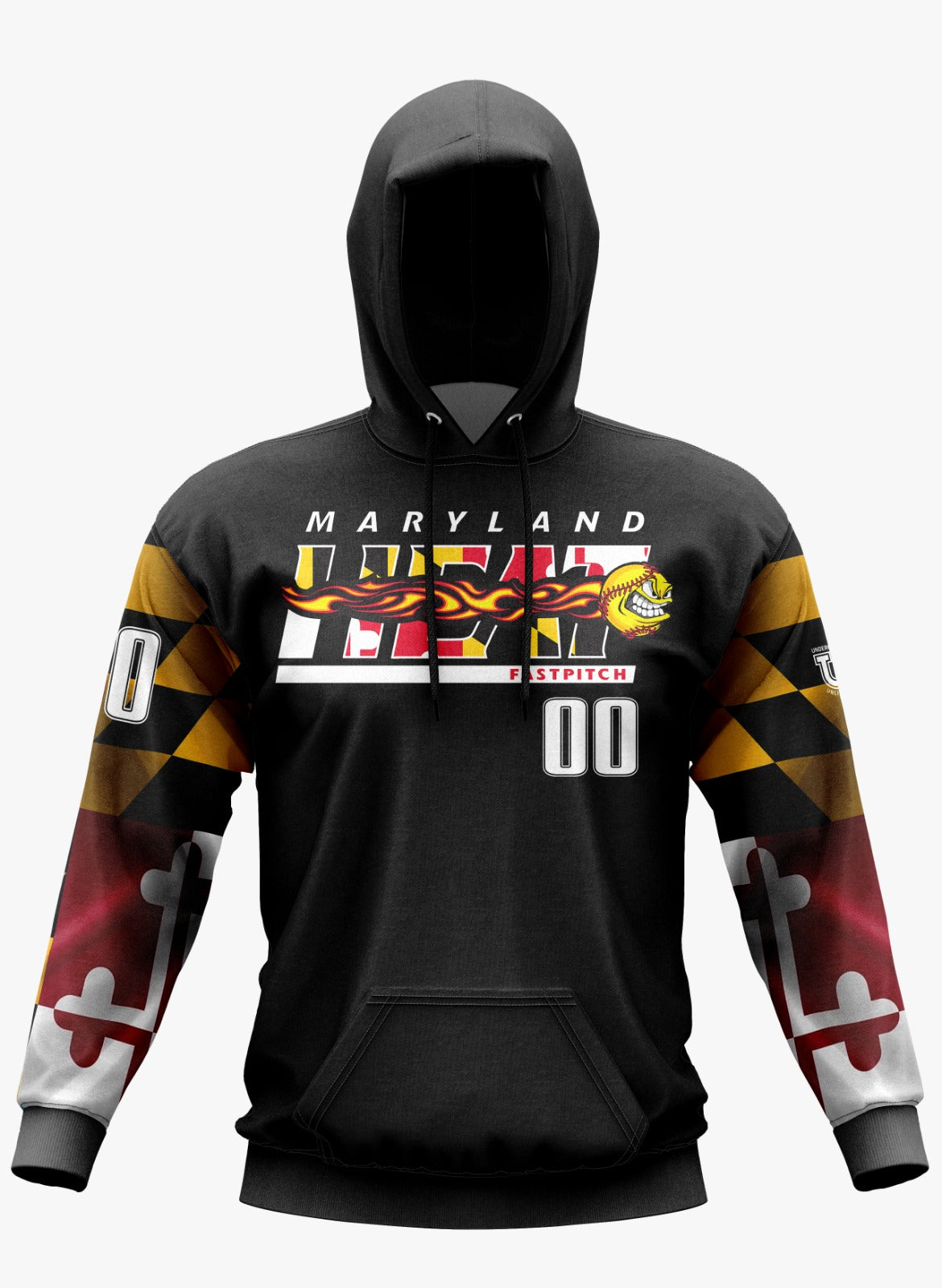 Maryland Heat Performance Hoodie ~ Black Maryland Flag