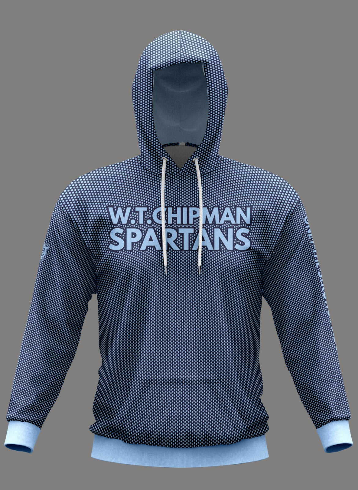 W.T. Chipman Performance Hoodie ~ Columbia Navy Dot "Only the Strong are Spartans"