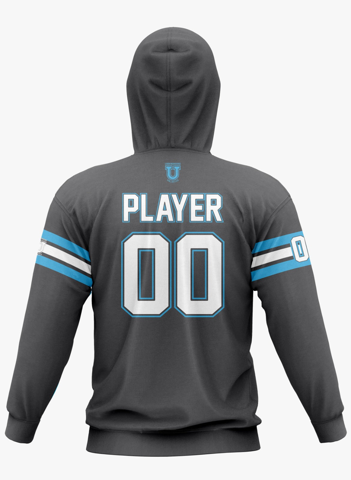 Raptors Performance Hoodie ~ Grey Raptor Claws w/ Blue and White Stripes