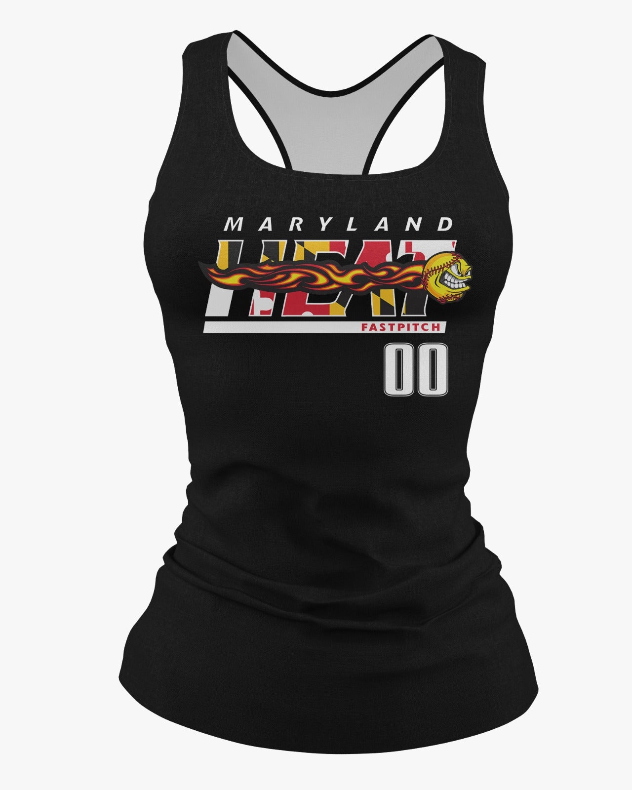 Maryland Heat Dri Tech Women's Razorback ~ Black Maryland Flag