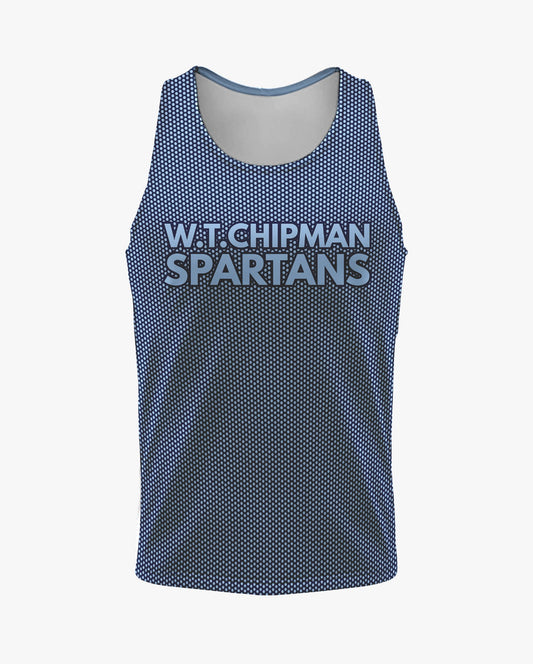 W.T. Chipman Dri Tech Tank Top ~ Columbia Navy Dot