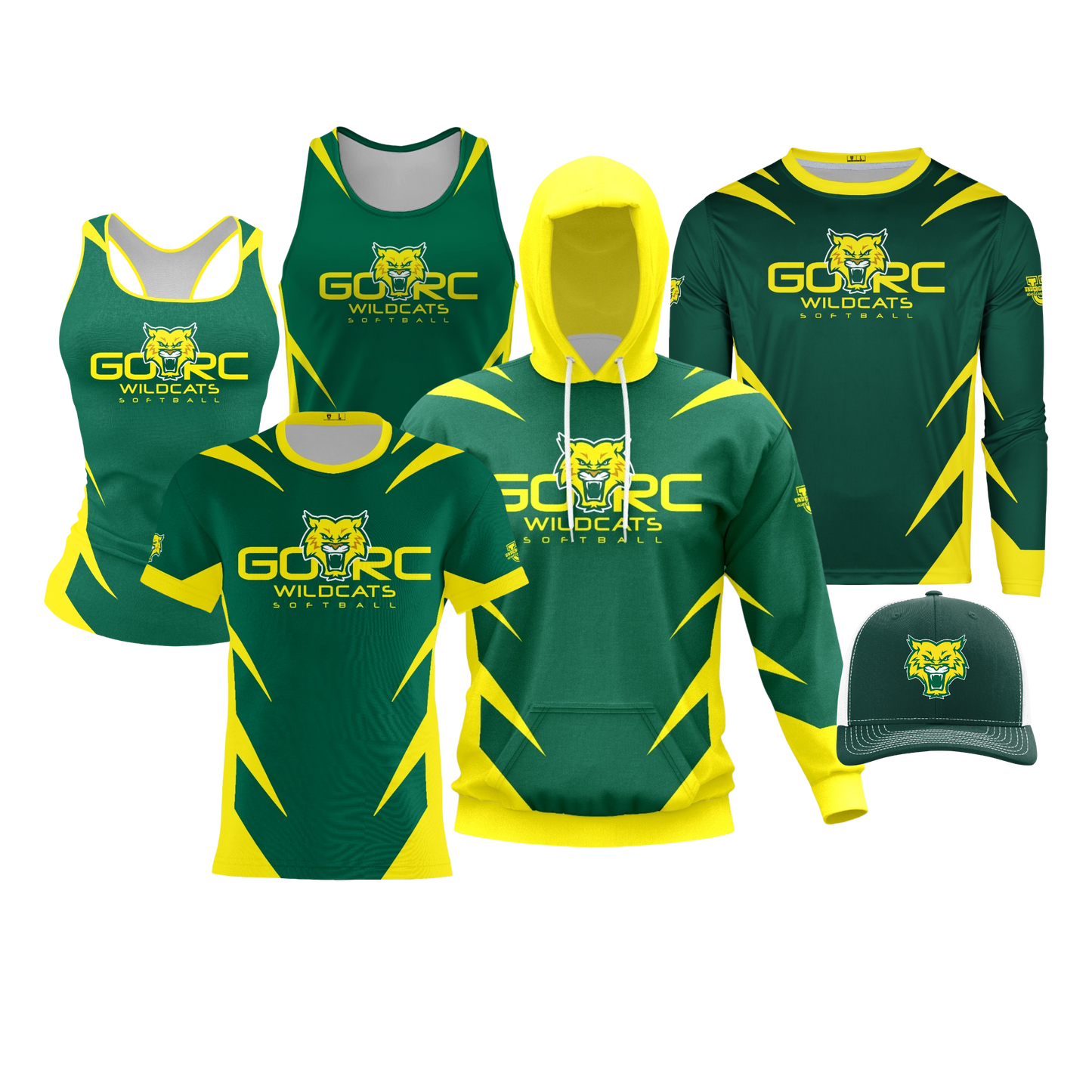 GORC Wildcats Softball Performance Dri Tech Design ~ Player Jersey Replica {Patterned Green}