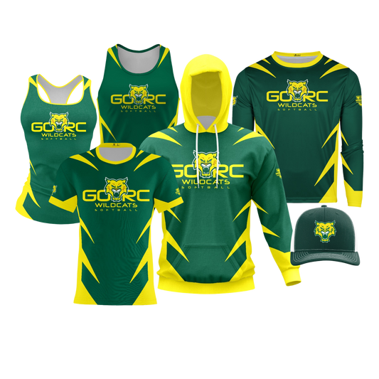 GORC Wildcats Softball Performance Dri Tech Design ~ Player Jersey Replica {Patterned Green}