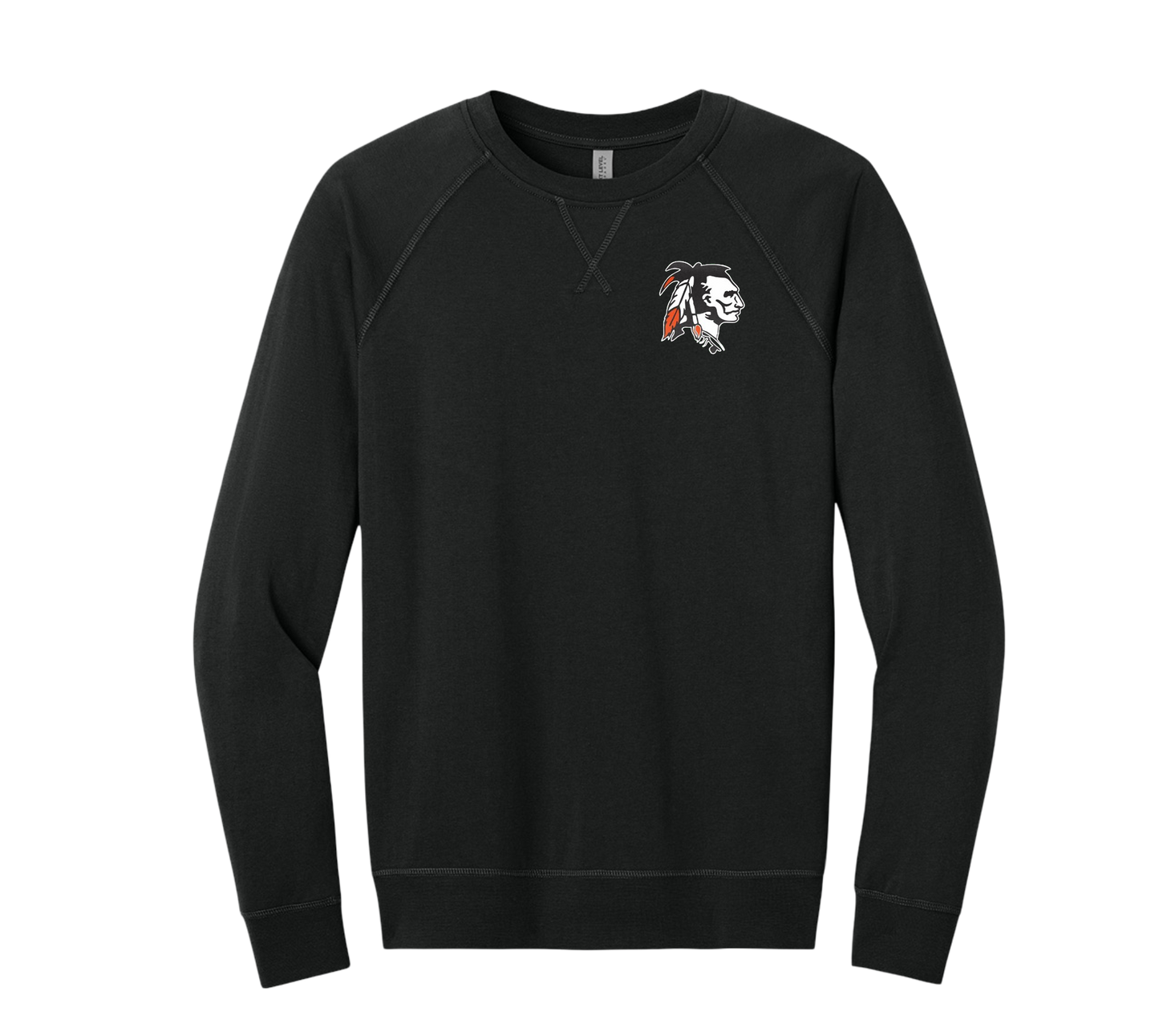 Talbot Braves Football Embroidered Midweight Terry Fleece Crew ~ Black