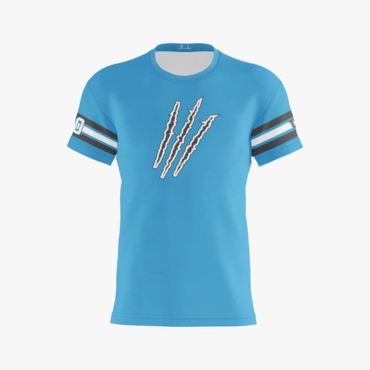 Raptors Dri Tech T-Shirt ~ Blue Raptor Claws w/ Grey and white stripes