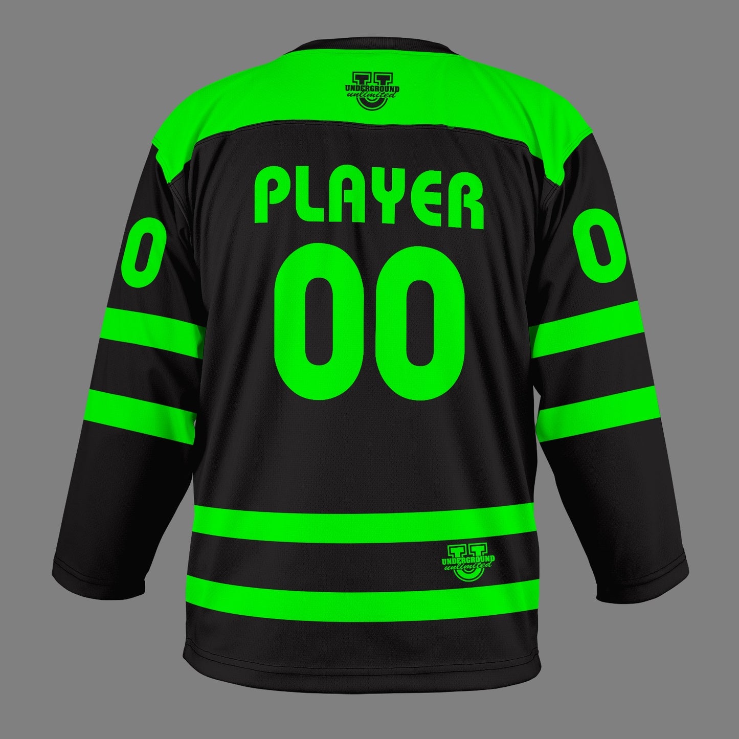 Underground Ice Hockey Game Day Jersey - Black High Flo Green