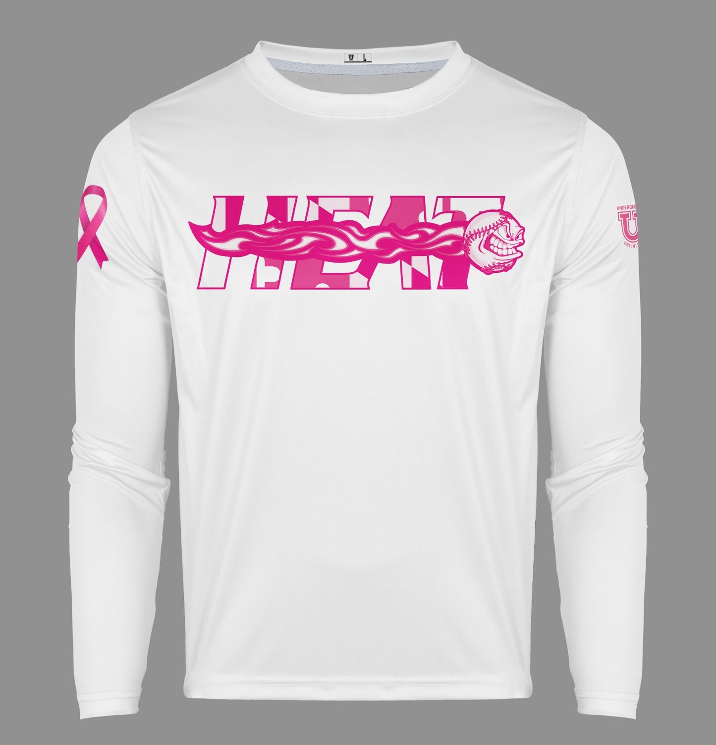 Maryland Heat Pro Performance Long Sleeve ~ White Pink