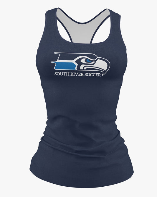 South River Soccer Dri Tech Women's Razorback ~ Solid Navy Large Seahawk