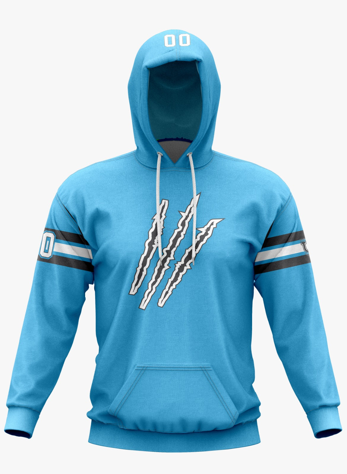 ***NEW for 2023*** Raptors Performance Hoodie ~ Blue Raptor Claws w/ Grey and White Stripes