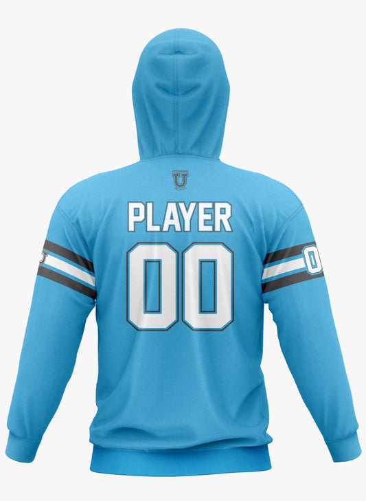 Raptors Performance Hoodie ~ Blue Raptor Claws w/ Grey and White Stripes