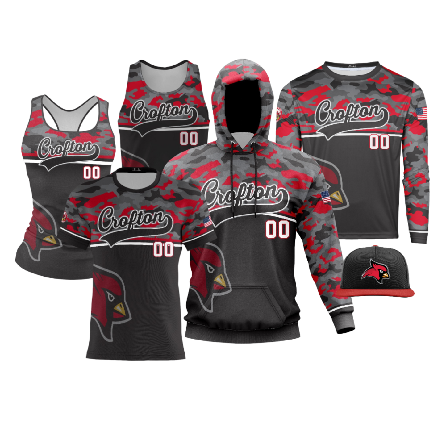 Crofton Cardinals Performance Dri Tech Design ~ Camo Split Black