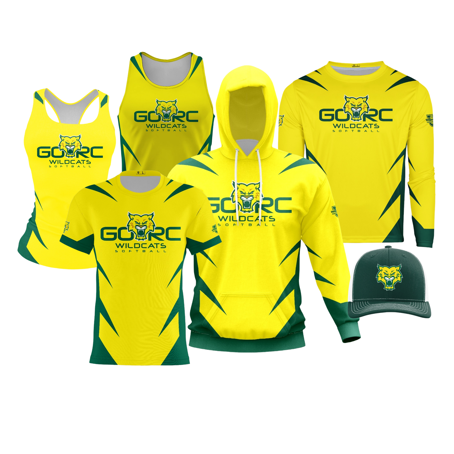GORC Wildcats Softball Performance Dri Tech Design ~ Player Jersey Replica {Patterned Yellow}